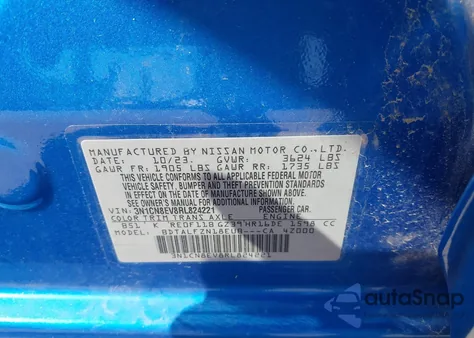 2024 Nissan Versa 1.6 Sv z USA, uszkodzony, nr VIN 3N1CN8EV8RL824221